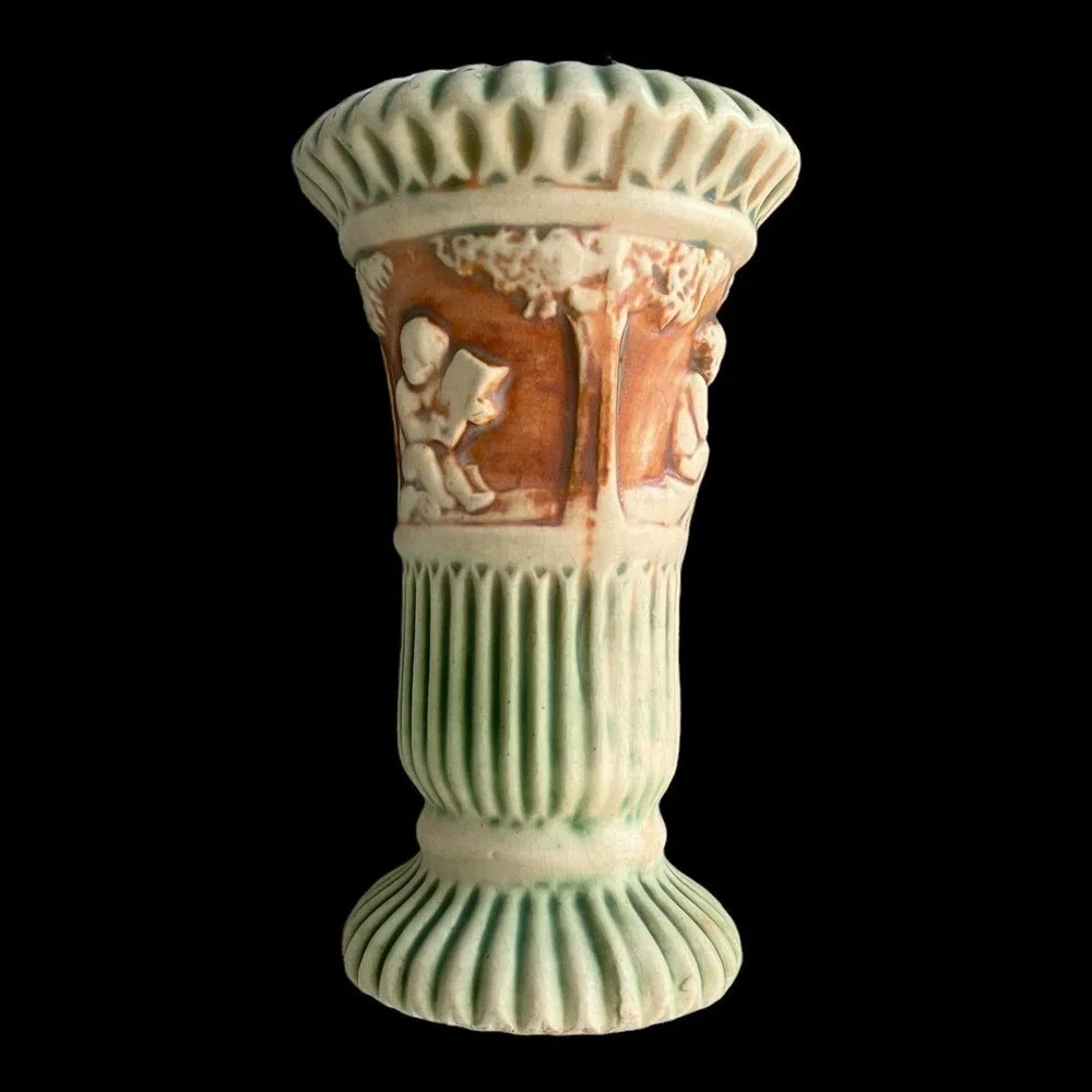 Vintage Roseville Donatello Cherub w/ Lutes Vase 7.75